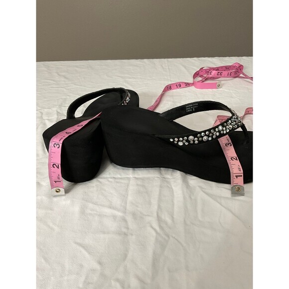 Women's Size 8 Yellow Box Bling Heeled Flip Flops - Picture 9 of 9